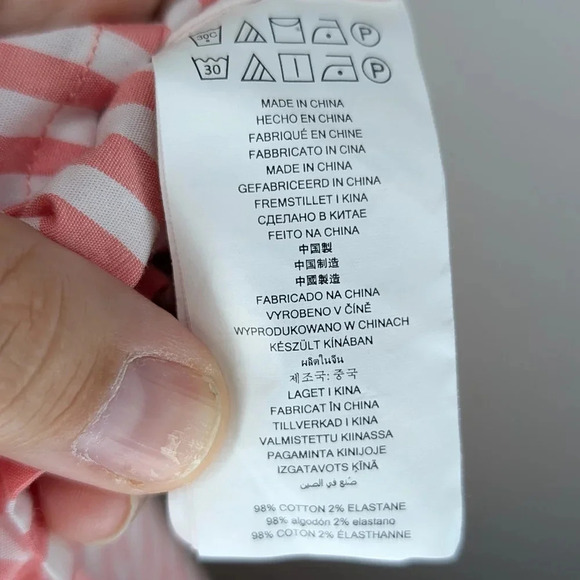 Michael Kors Blouse Peach Stripes Off Shoulder Gold Charm Ties  Woman Medium - Picture 5 of 5